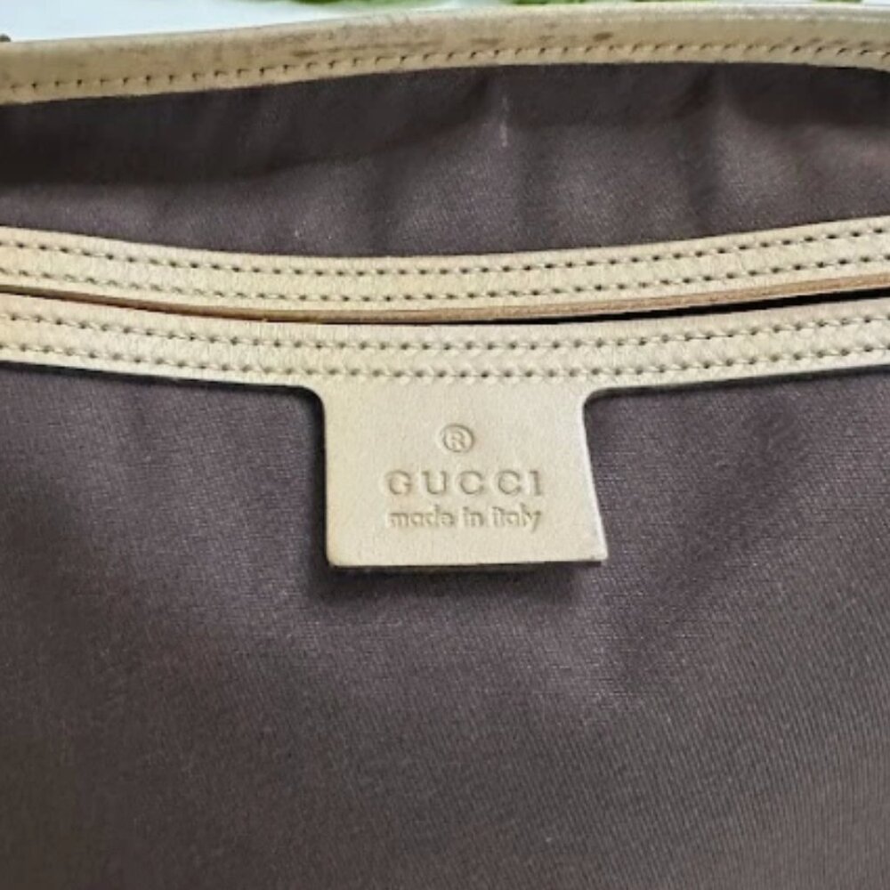 Gucci GG Canvas Beige Leather Trim Large Tote Bag Authentic - Picture 9 of 12